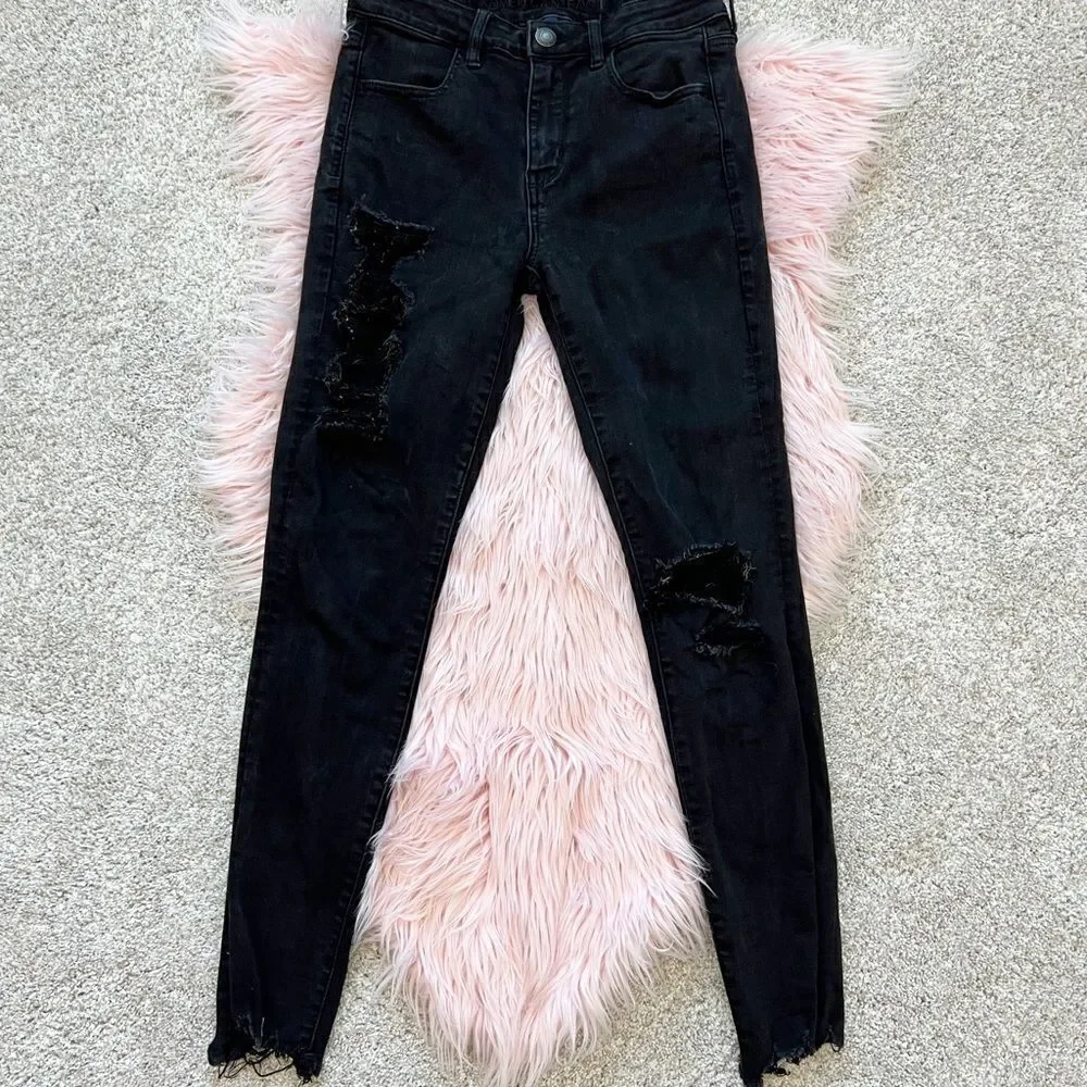 Black destroyed AE jeans